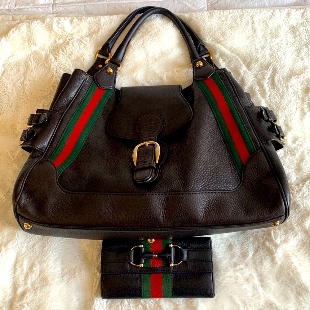 Gucci hobo purses and wallet brown